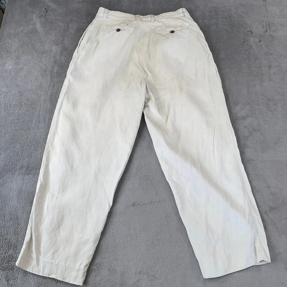 Tommy Bahama Pants Men 34 Cream Silk Relax Double Pleated Herringbone Trousers